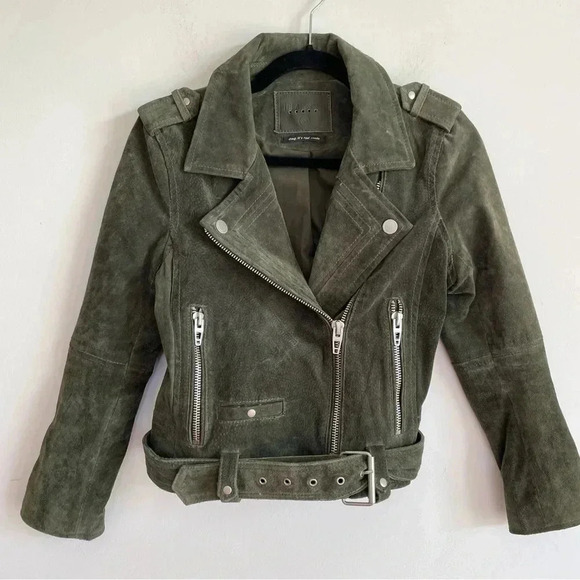 Blank NYC Free People Green Suede Moto Jacket 100% Leather Boho Womens Coat XS - Picture 5 of 16
